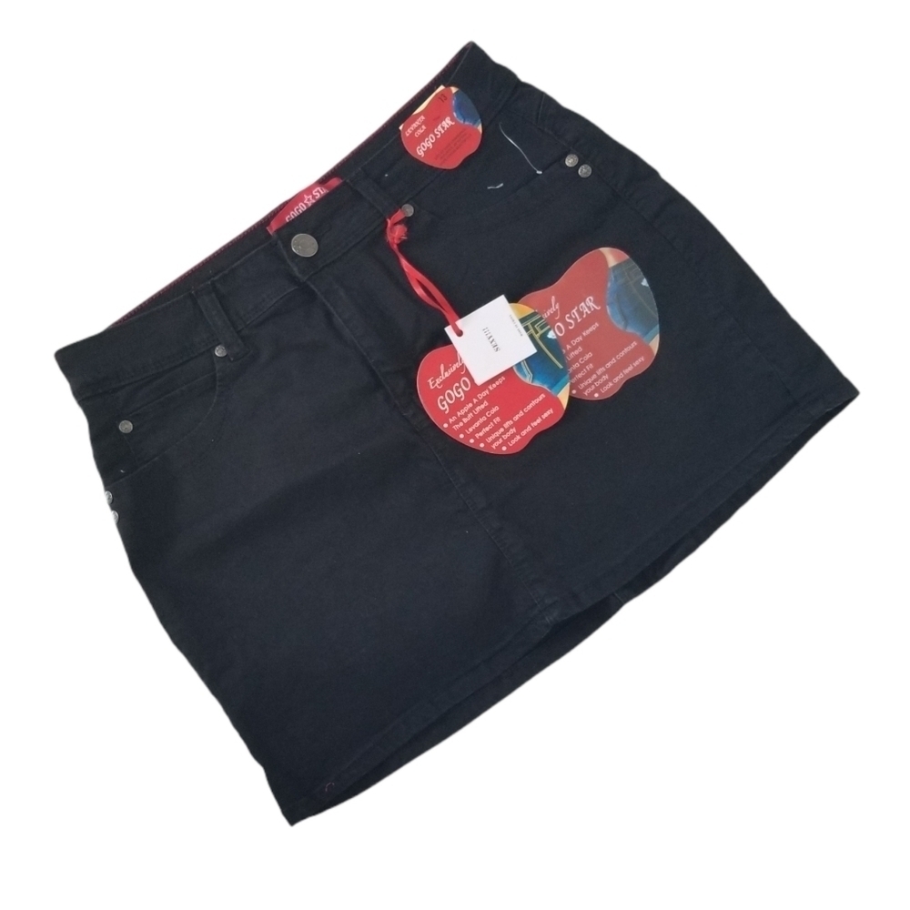 Gogo Star Levanta Cola Black Jeans Skirt Size 13